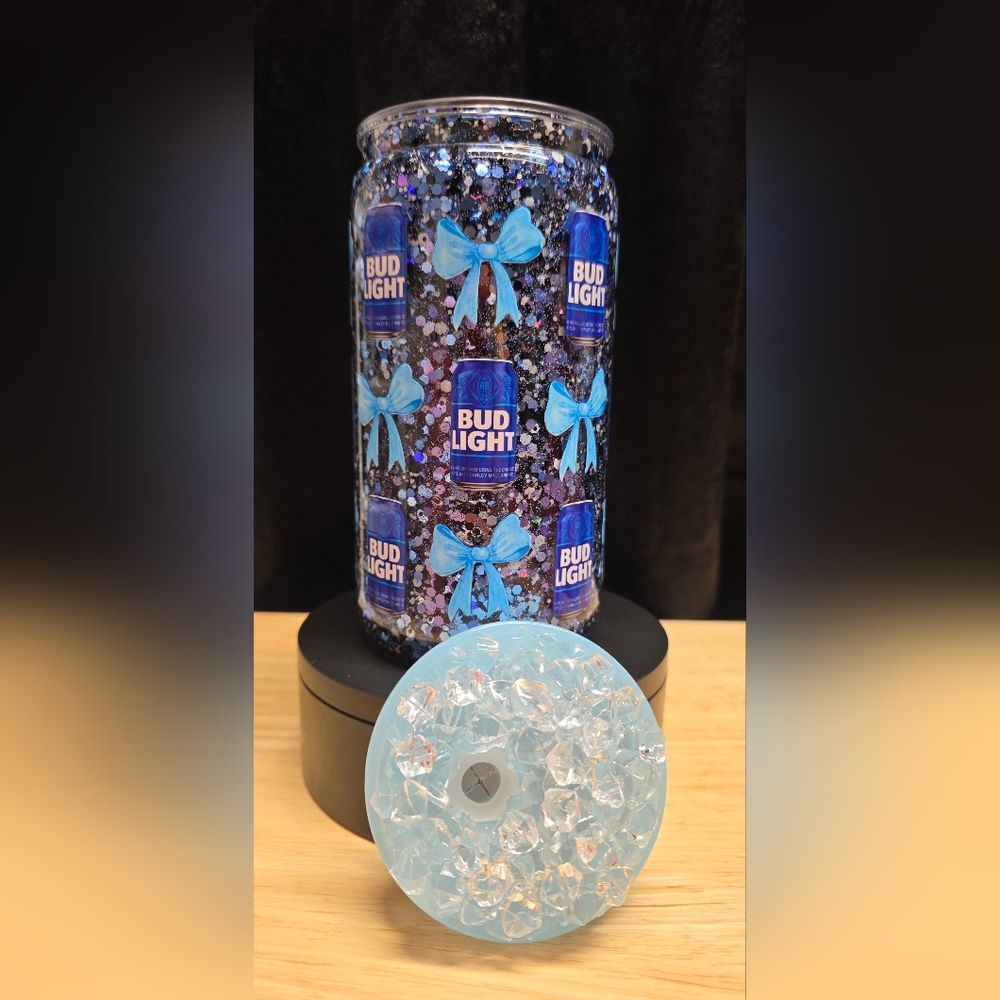 Bud Light Blue Glitter Tumbler
